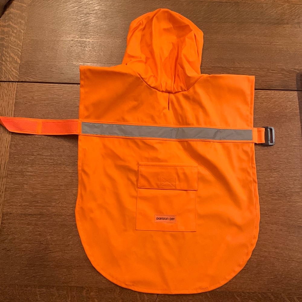 Stylish Parisian Pet Dog Rain Coat with Reflective Bands for Visibility - Picture 4 of 7